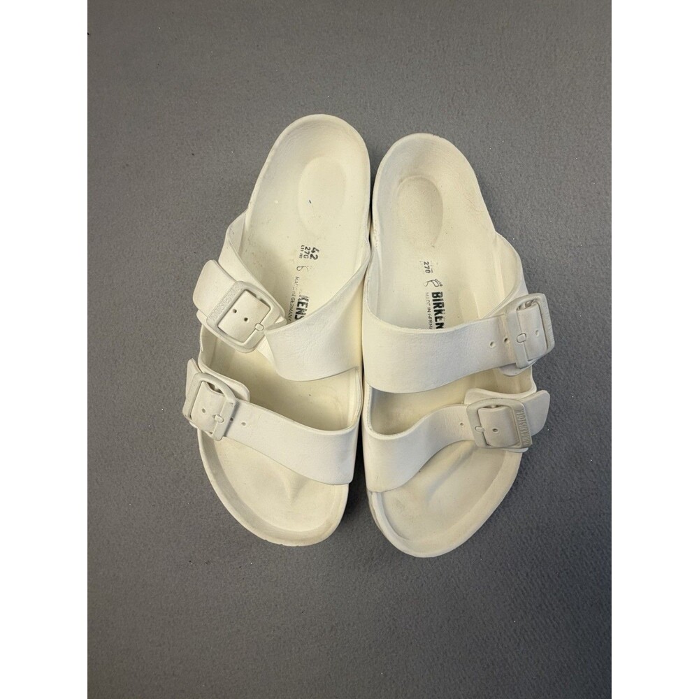 Birkenstock Arizona White Adjustable 2-Strap Buckle Slide Sandals Mens US 9